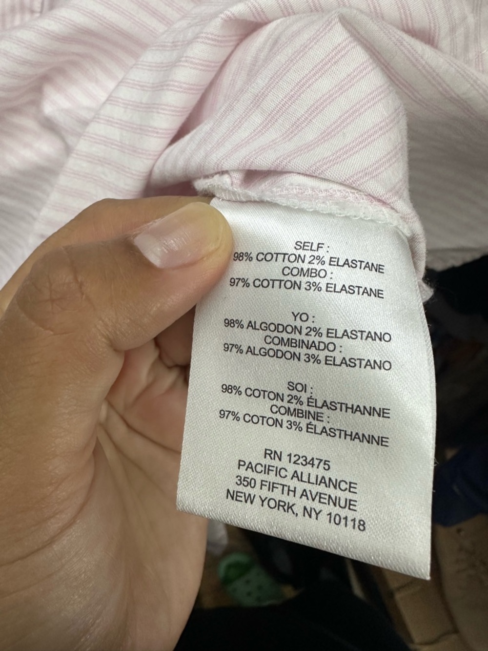 Jones New York Pale Pink Striped Popover Blouse - Picture 5 of 5